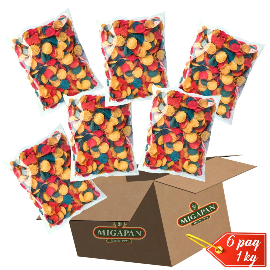 NACHOS TRICOLOR 1KG - CAJA 6 PAQUETES 1KG