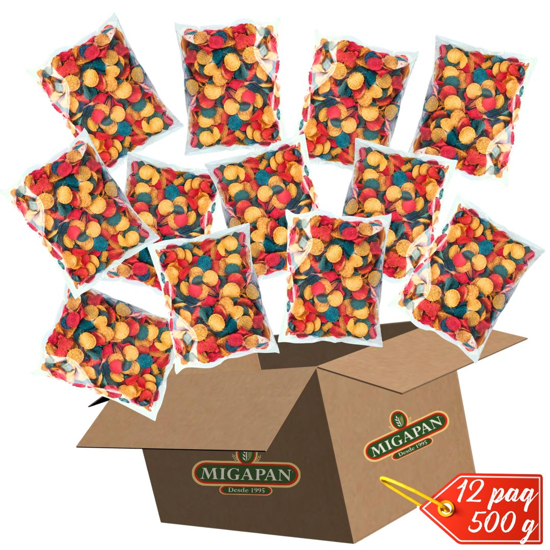NACHOS TRICOLOR 1KG - CAJA 6 PAQUETES 1KG